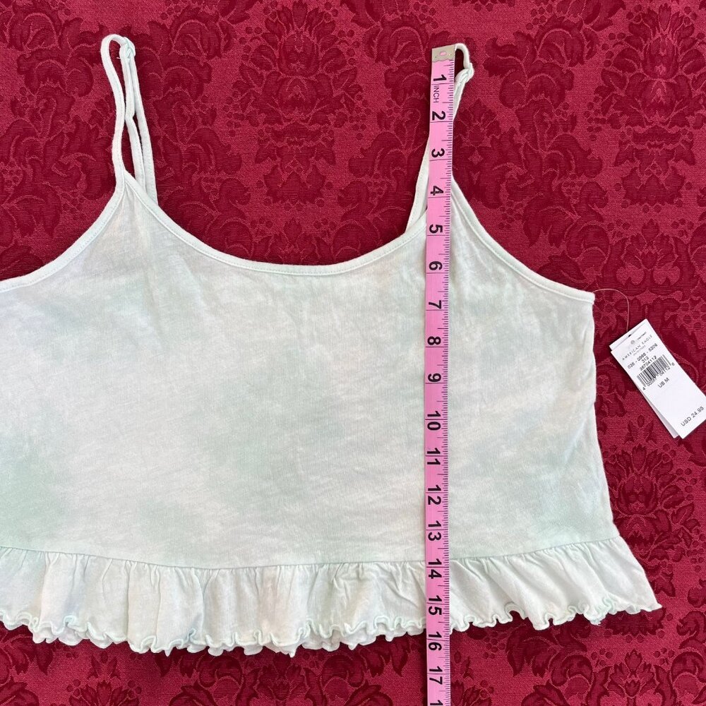 American Eagle Cotton Ruffle Crop Tank Top Medium - Picture 10 of 14